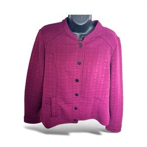 Isaac Mizrahi Live Womens Snap Front Cardigan‎ Jacket SZ M Wine Berry Pockets